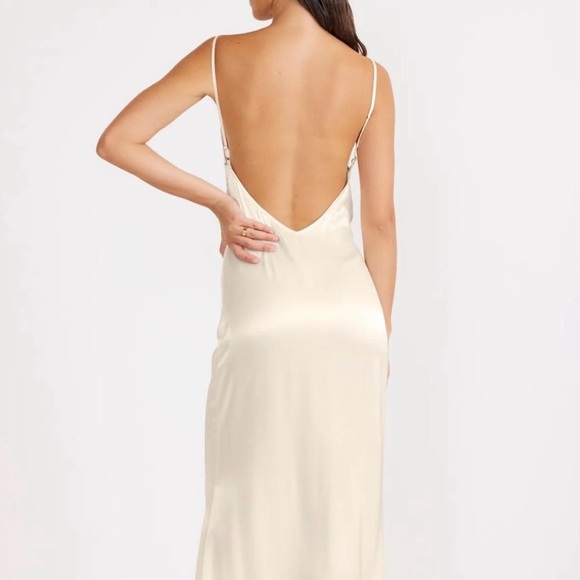 Revolve x SNDYS XS Ivory Satin Babydoll Wedding Fairy Slinky Maxi Slip Dress - Picture 2 of 14